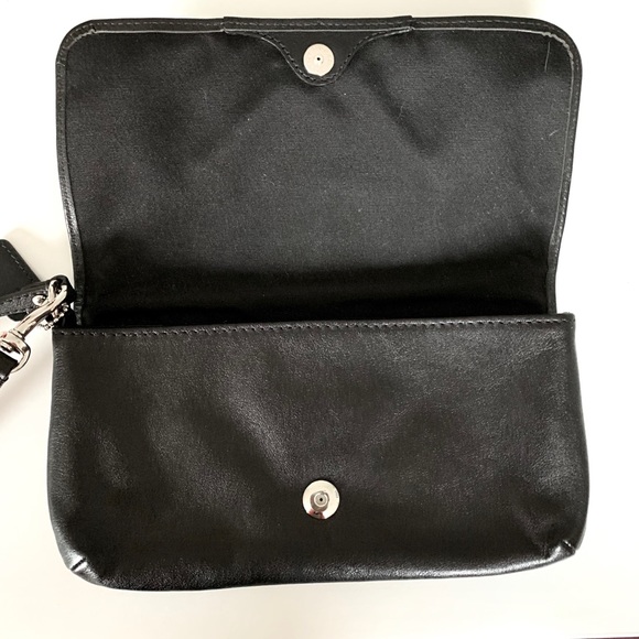 Black Leather Coach Wristlet - Picture 3 of 5